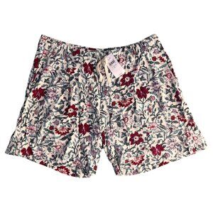 J.Jill Shorts Womens S NEW Floral Print Drawstring Shorts Cotton Blend Elastic‎